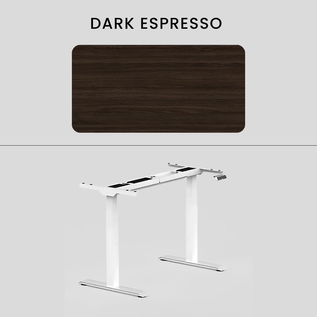 FlexiSpot E7 - Dual Motor Premium Standing Desk With White Frame - Dark Espresso