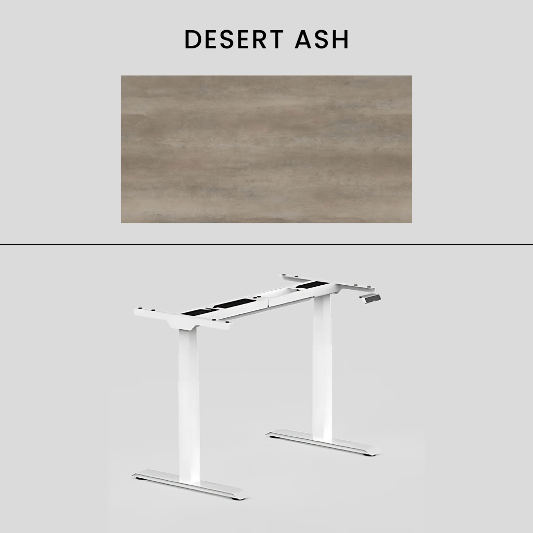 FlexiSpot E7 - Dual Motor Premium Standing Desk With White Frame - Desert Ash