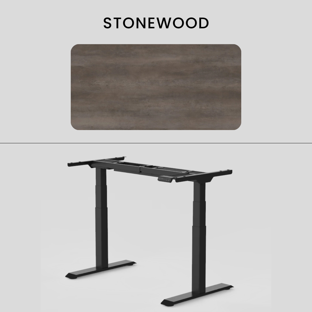 FlexiSpot E7 - Dual Motor Premium Standing Desk With Black Frame - StoneWood