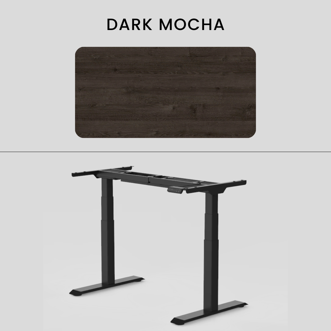 FlexiSpot E7 - Dual Motor Premium Standing Desk With Black Frame - Dark Mocha