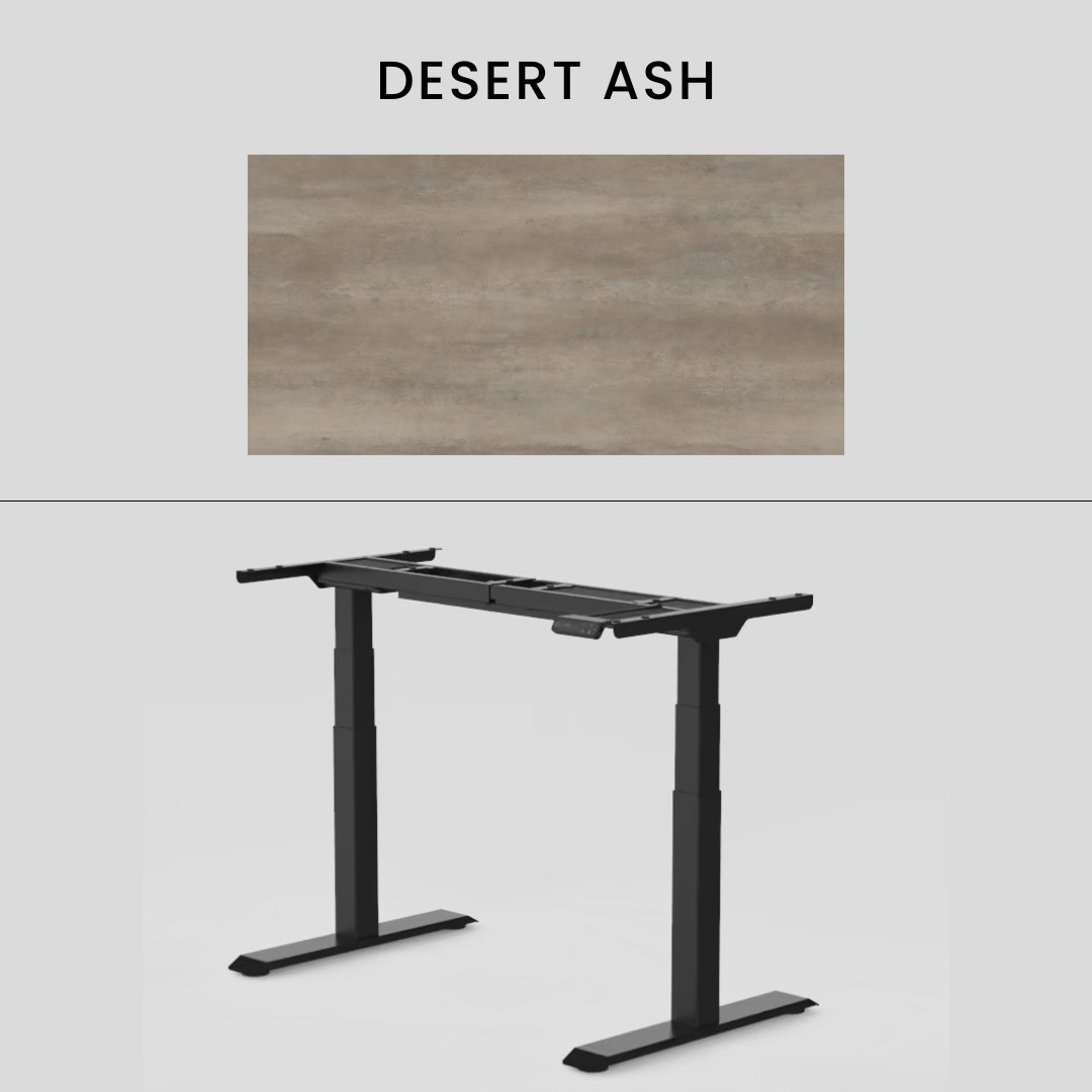 FlexiSpot E7 - Dual Motor Premium Standing Desk With Black Frame - Desert Ash