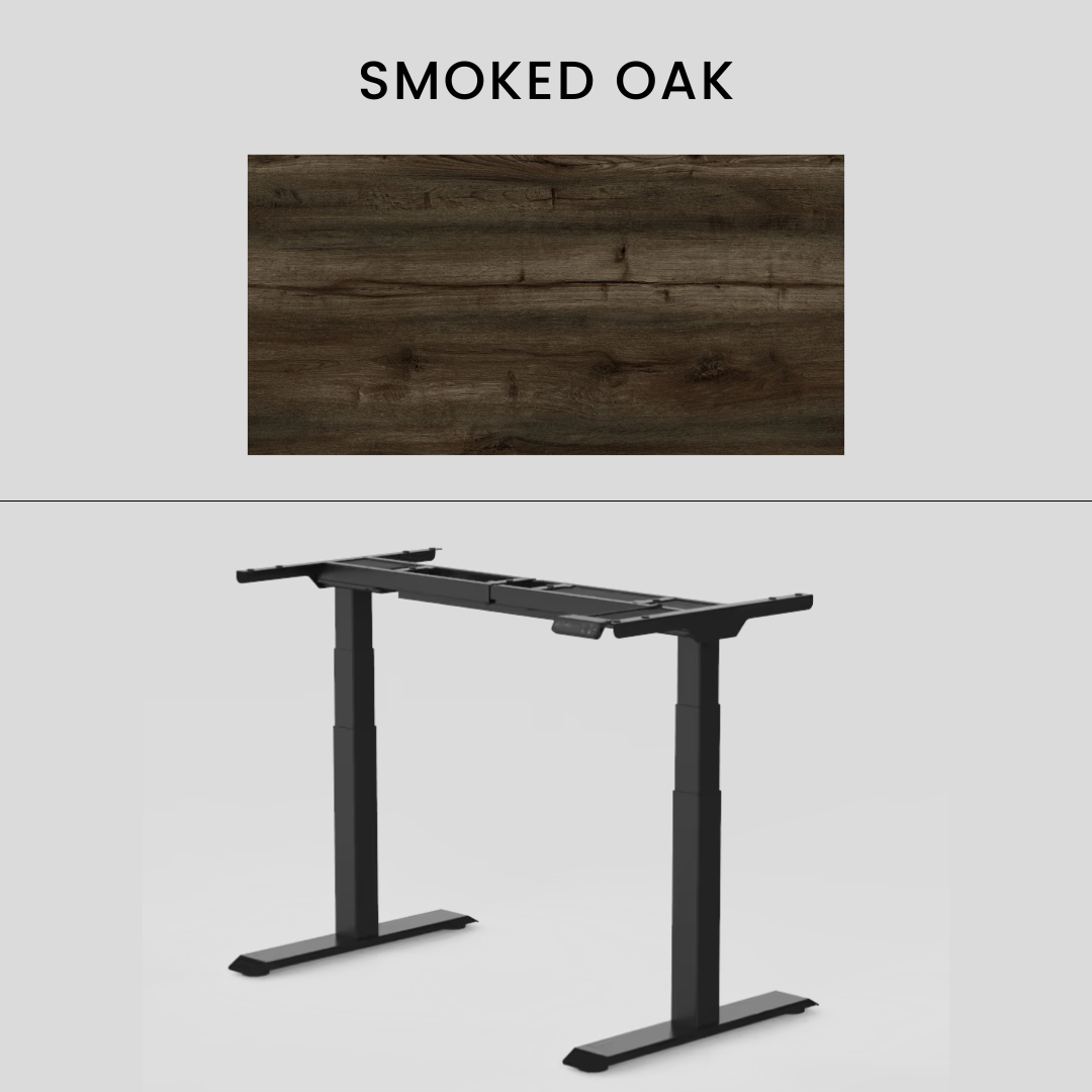 FlexiSpot E7 - Dual Motor Premium Standing Desk With Black Frame - Smoked Oak
