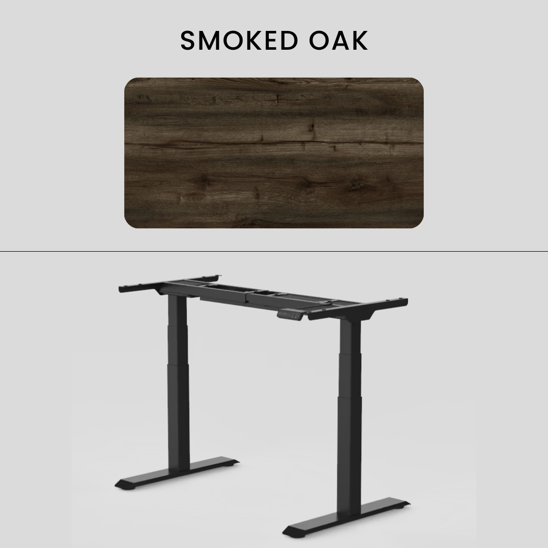 FlexiSpot E7 - Dual Motor Premium Standing Desk With Black Frame - Smoked Oak