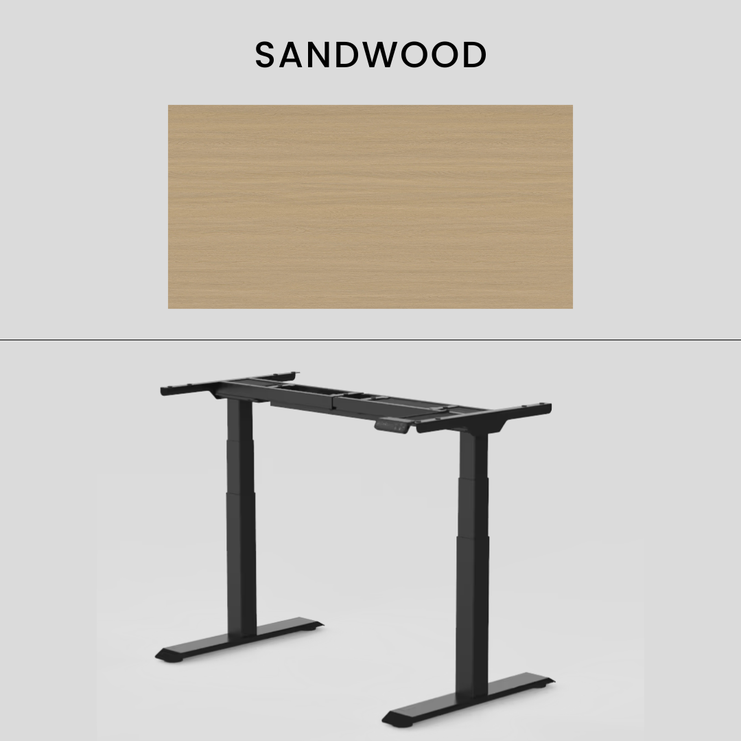 FlexiSpot E7 - Dual Motor Premium Standing Desk With Black Frame - SandWood