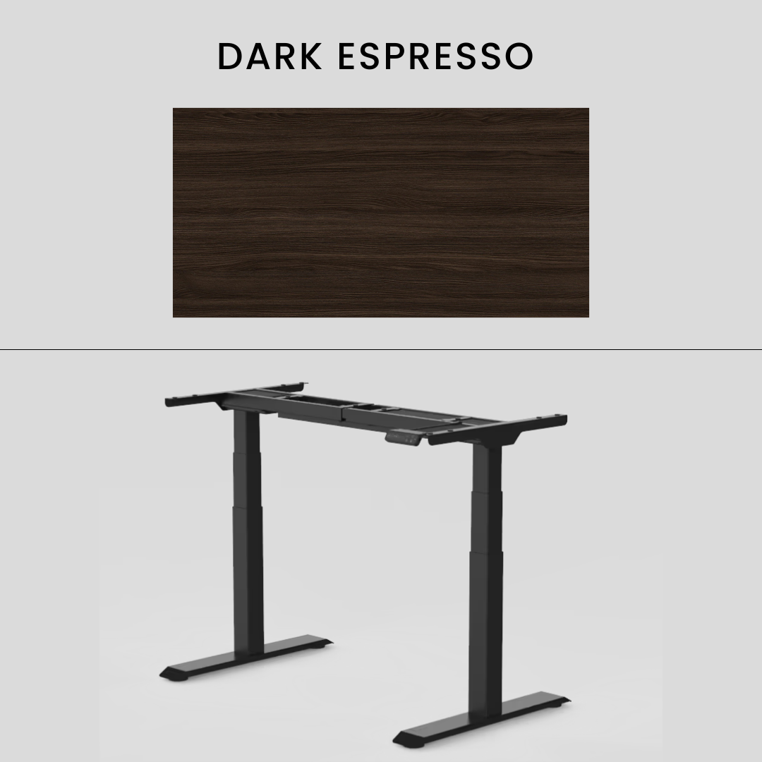 FlexiSpot E7 - Dual Motor Premium Standing Desk With Black Frame - Dark Espresso