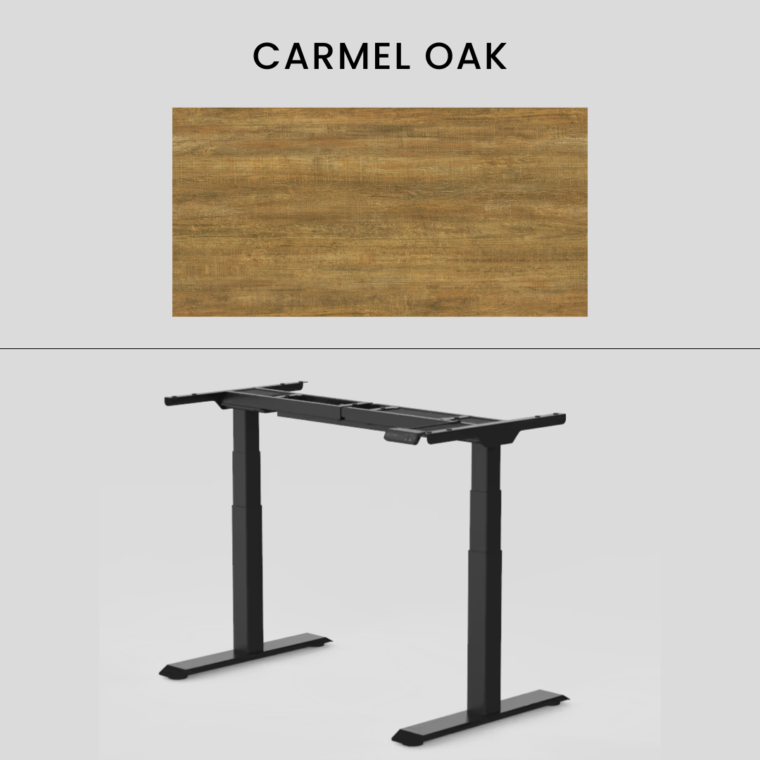 FlexiSpot E7 - Dual Motor Premium Standing Desk With Black Frame - Carmel Oak