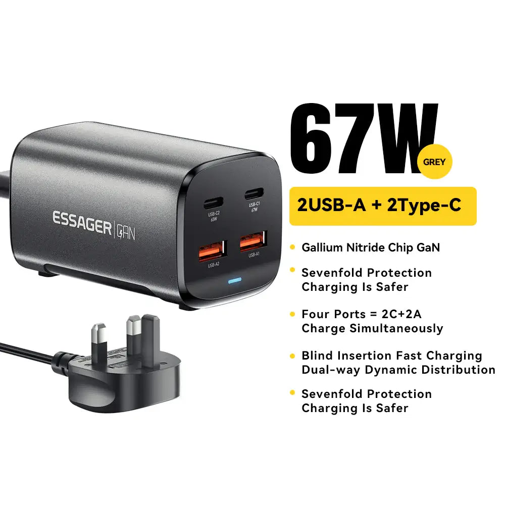 Essager 67W GaN Desktop Charger (2A & 2C)