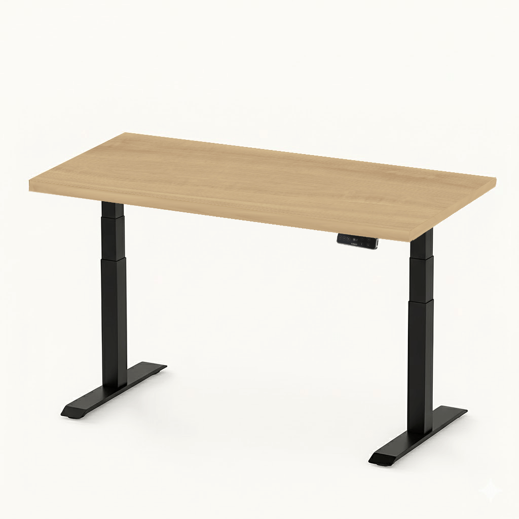 FlexiSpot E7 - Dual Motor Premium Standing Desk With Black Frame - Honey Maple