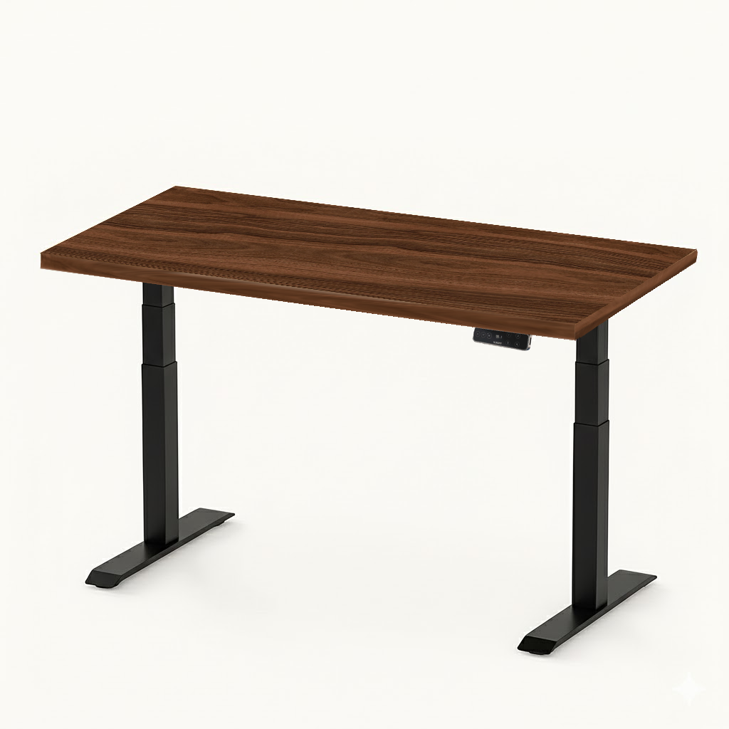 FlexiSpot E7 - Dual Motor Premium Standing Desk With Black Frame - Smoked Chestnut