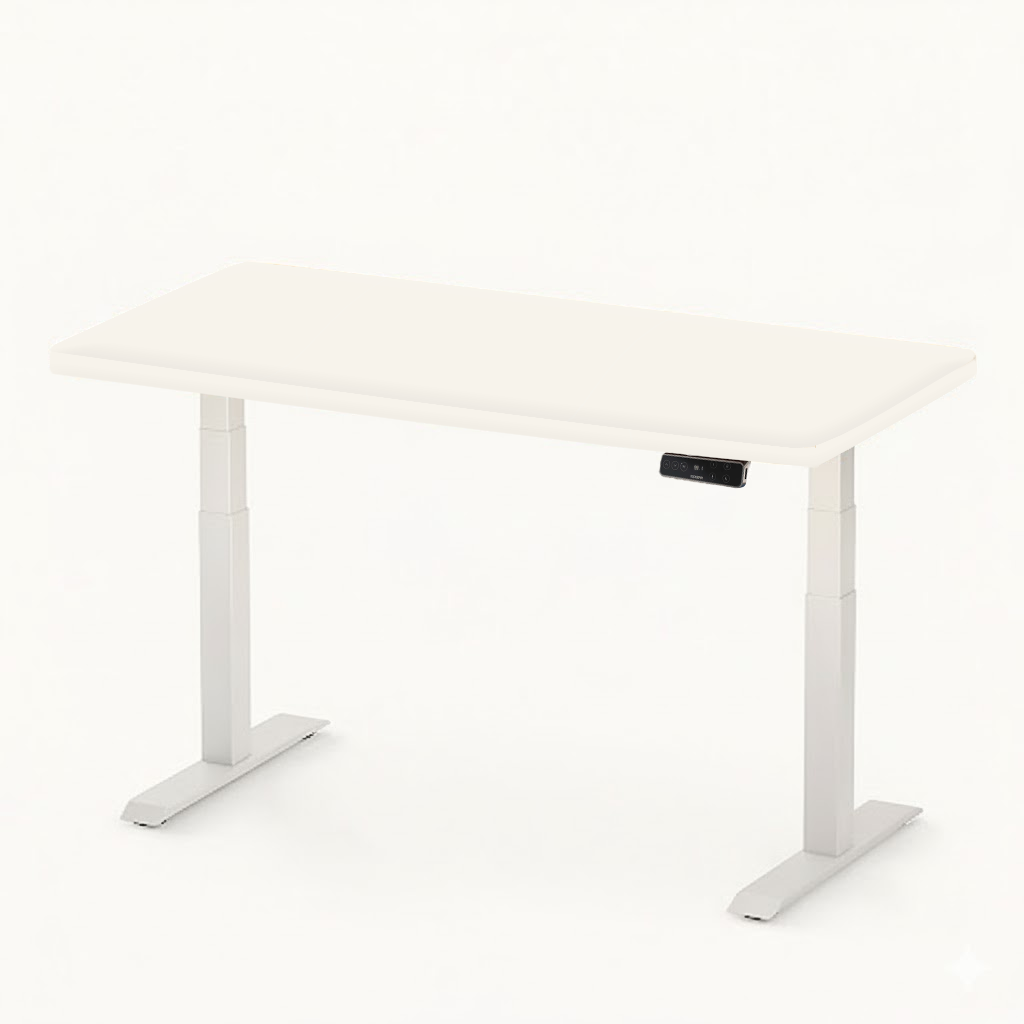 FlexiSpot E7 - Dual Motor Premium Standing Desk With White Frame - Pure Frost