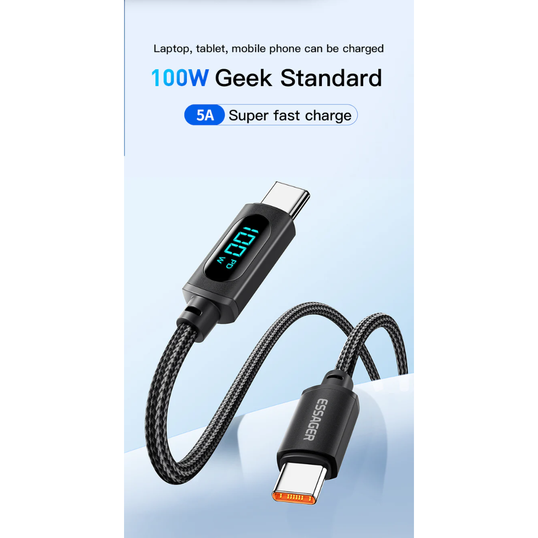 Essager LED Display PD 100W Charging Cable (Type C to C)