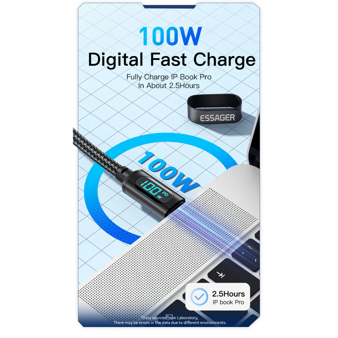 Essager LED Display PD 100W Charging Cable (Type C to C)