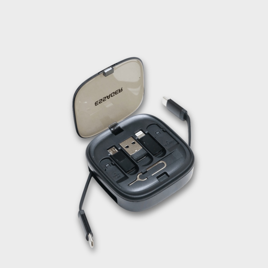 Essager 60W Retractable USB-C Cable & Multi-Adapter Kit with Storage Box