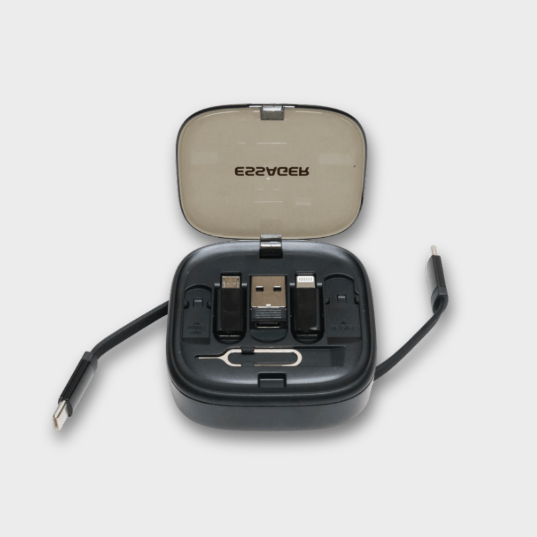 Essager 60W Retractable USB-C Cable & Multi-Adapter Kit with Storage Box