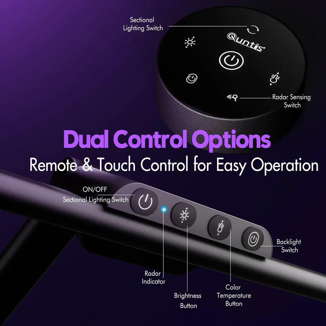 Quntis 3-Segment Foldable Dual-Control Radar Sensor Monitor Light Bar