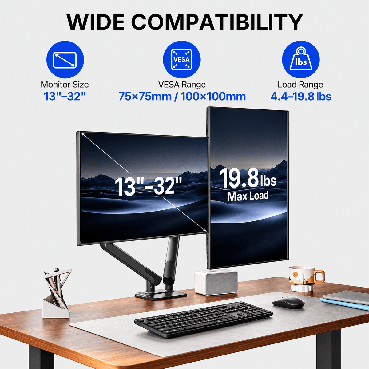 HUANUO FlowLift Dual Monitor Arms fro 13 to 32 Inch Screens
