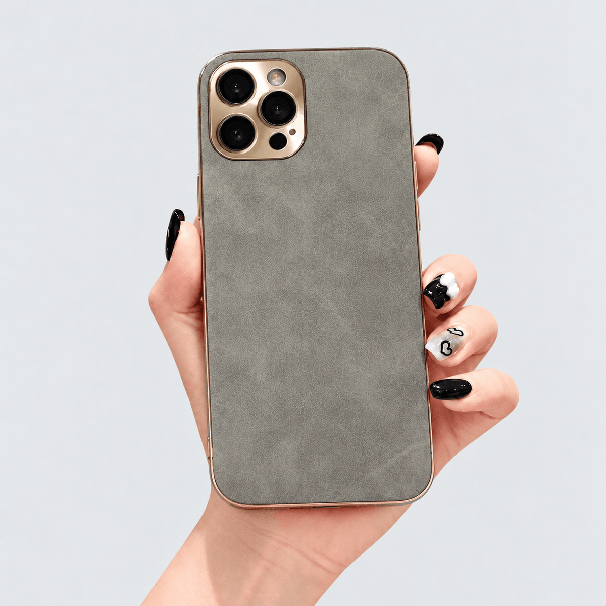 Suede Leather iPhone Case - Grey