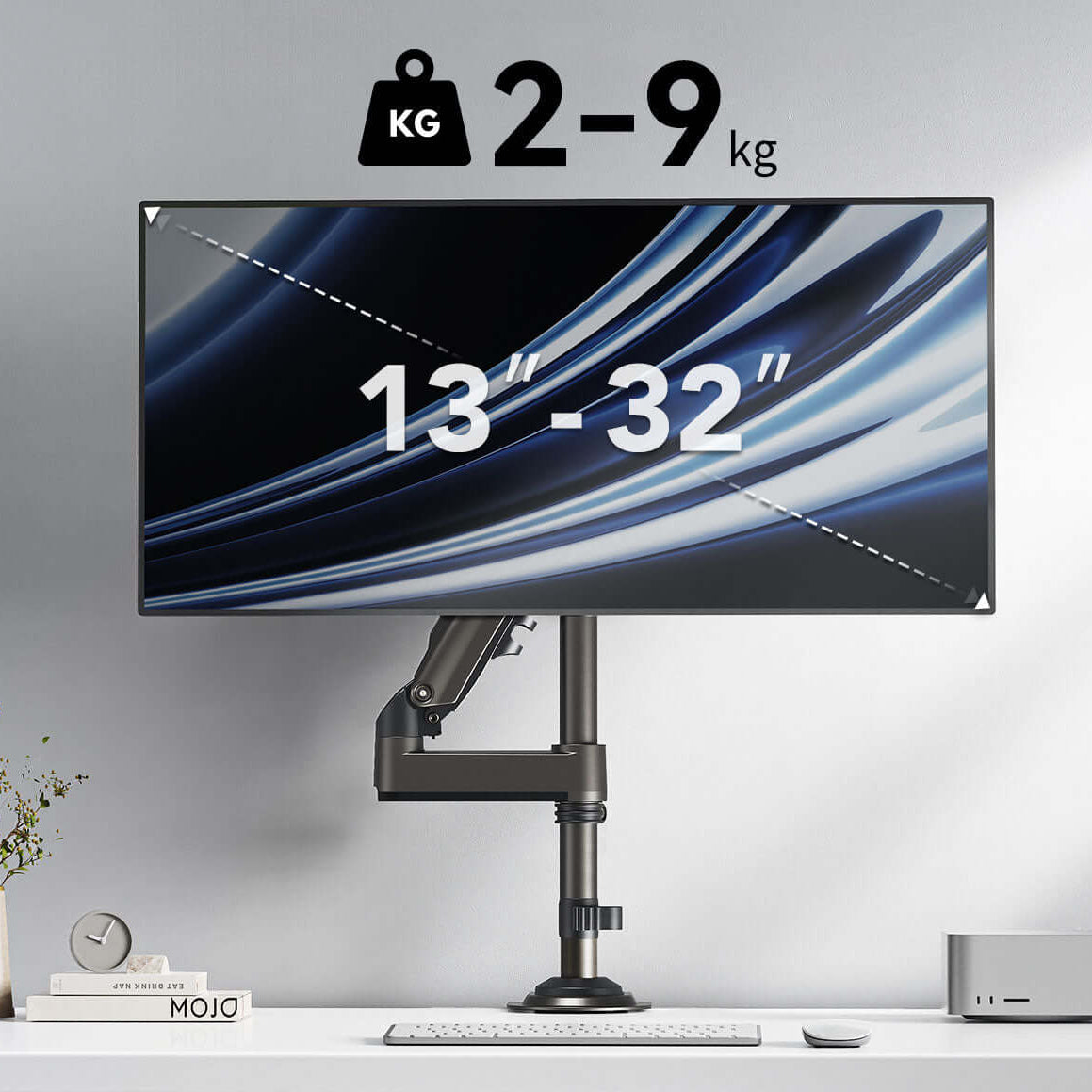 HUANUO Elevation Single Monitor Arm for 13 to 32 Inch Screens