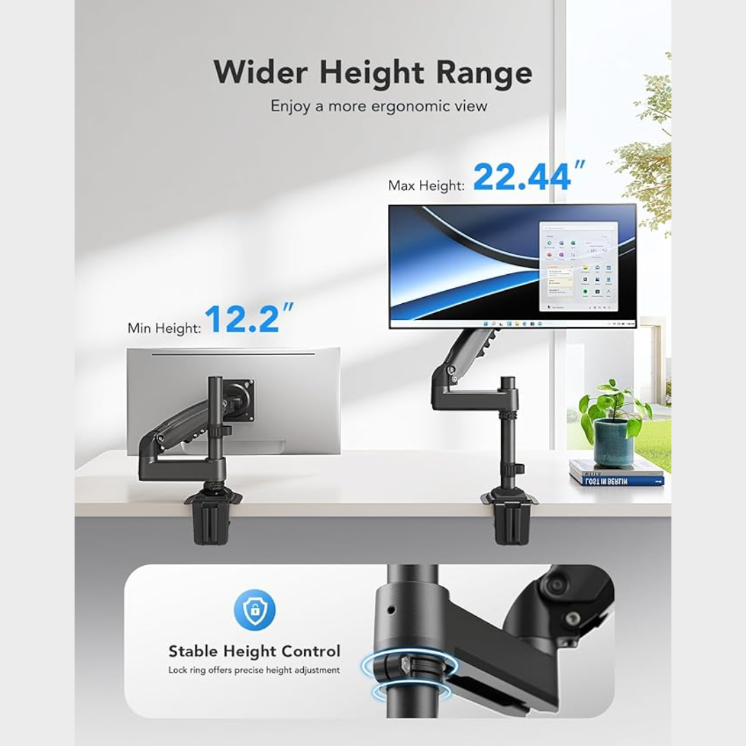 HUANUO Elevation Single Monitor Arm for 13 to 32 Inch Screens