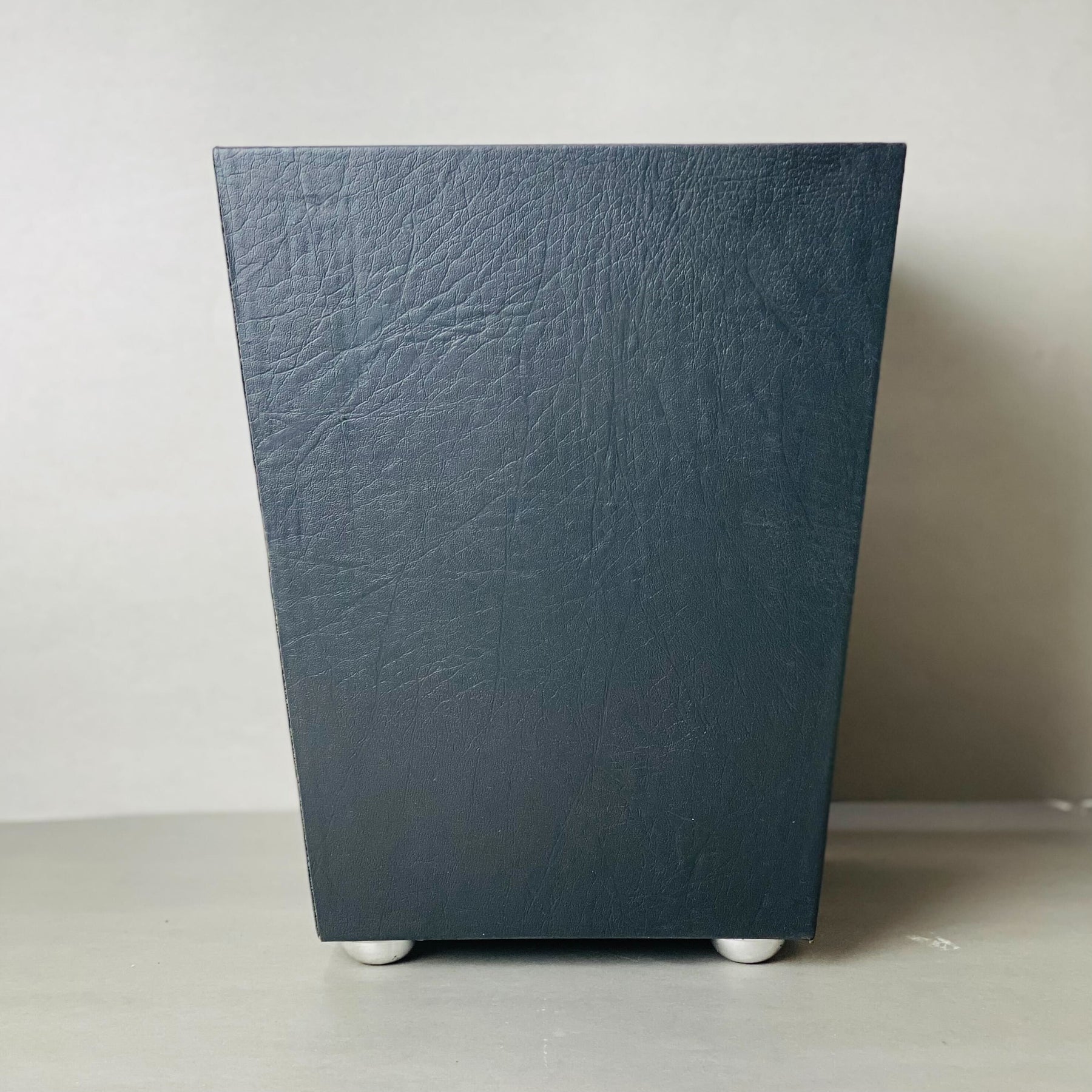 Leather Dustbin & Tissue Box Set -  Plain Black