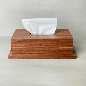 Wooden Dustbin & Tissue Box Set - Brown