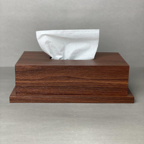 Wooden Dustbin & Tissue Box Set - Brown