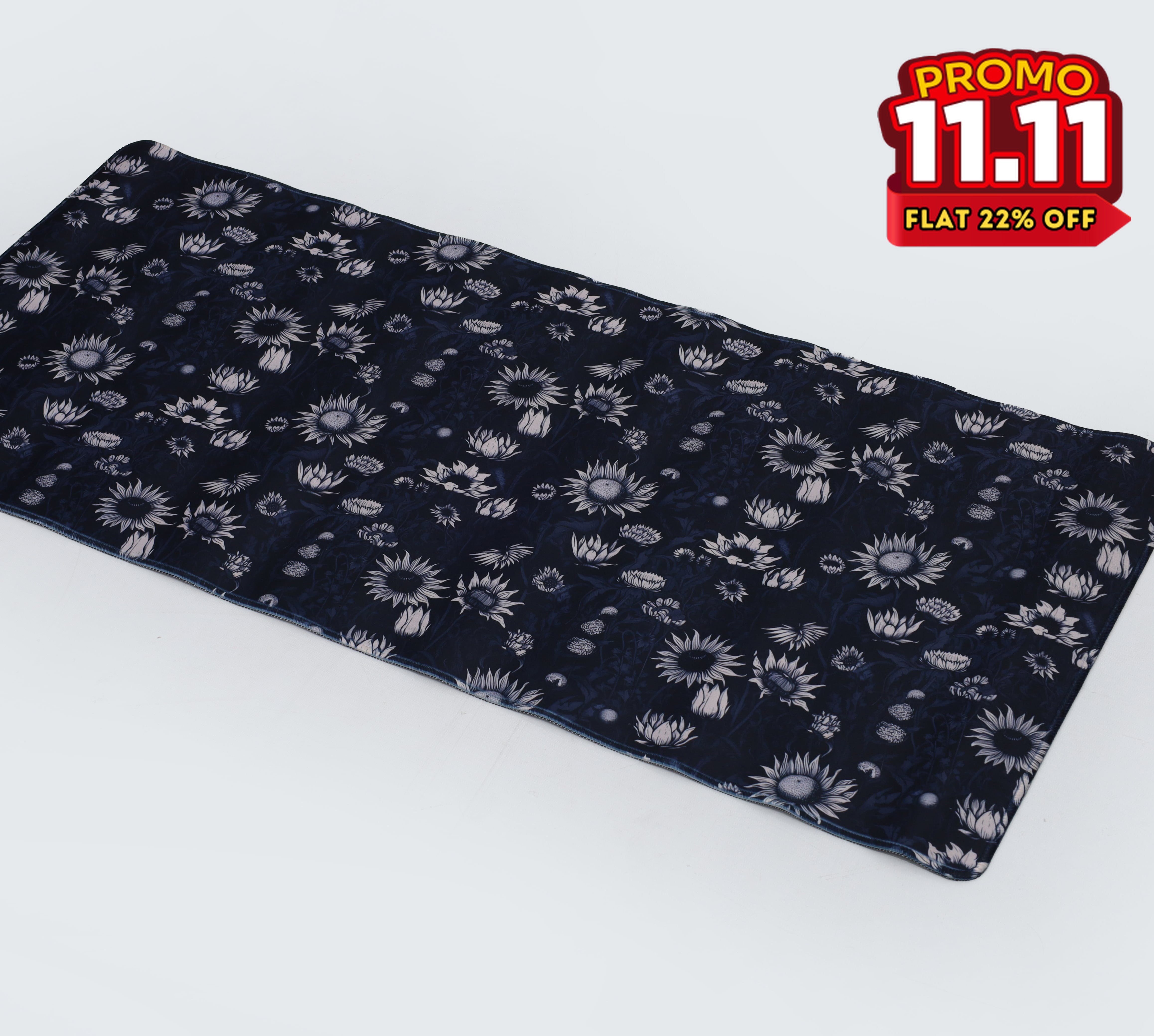 Printed Desk Mat - Black Sun Flowers-DIVERSITY