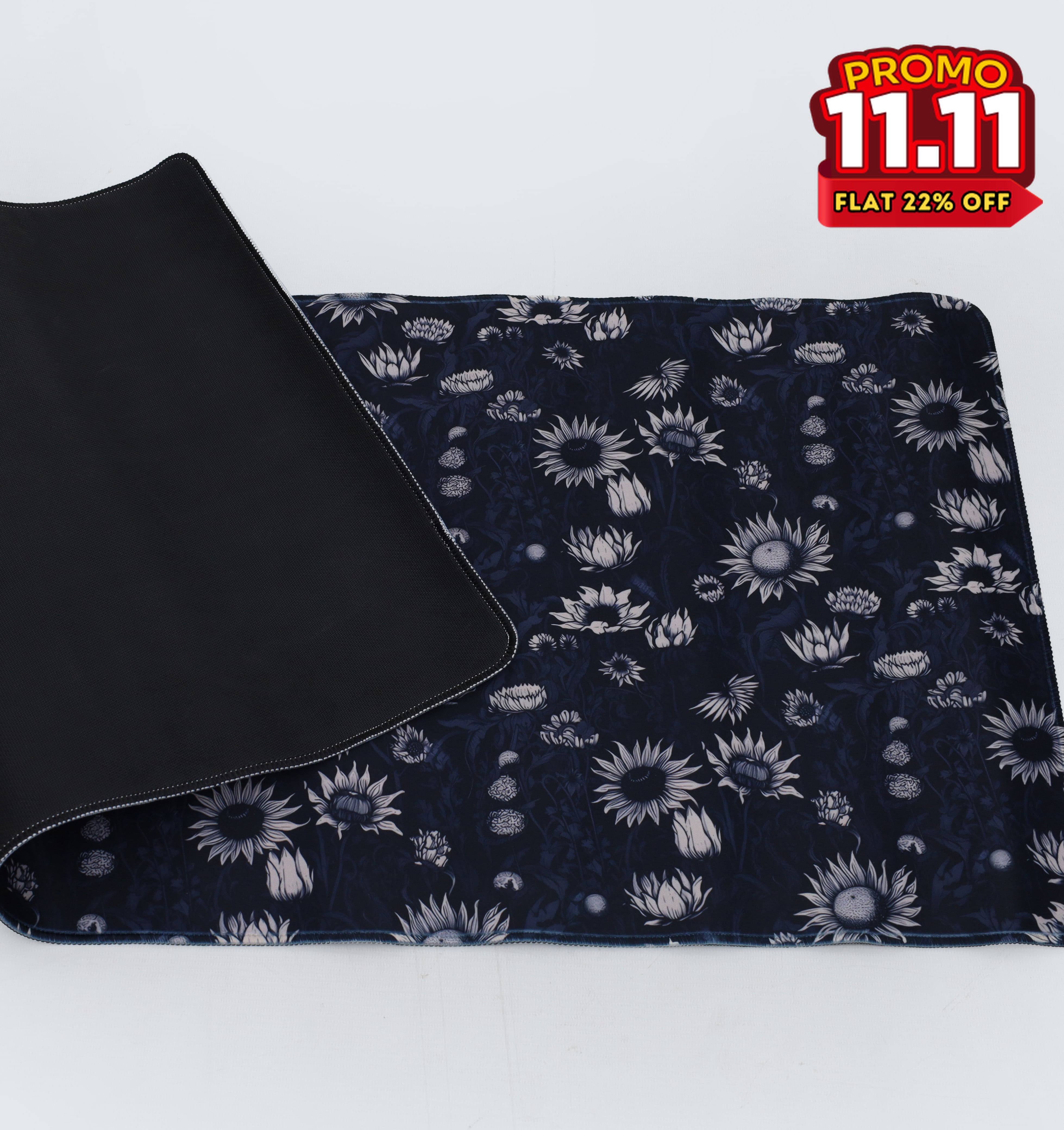 Printed Desk Mat - Black Sun Flowers-DIVERSITY