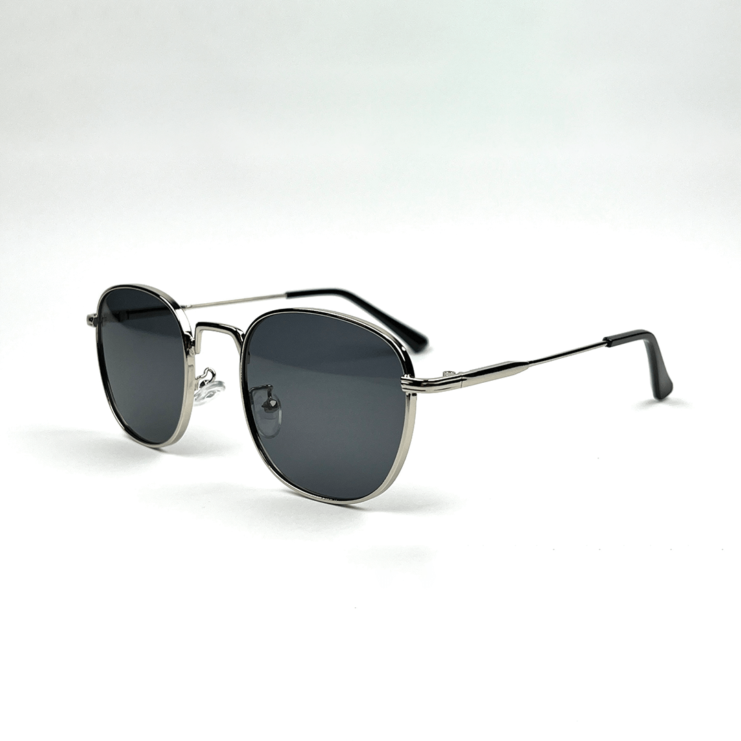 Modern Noir Round Sunglasses - Silver Black