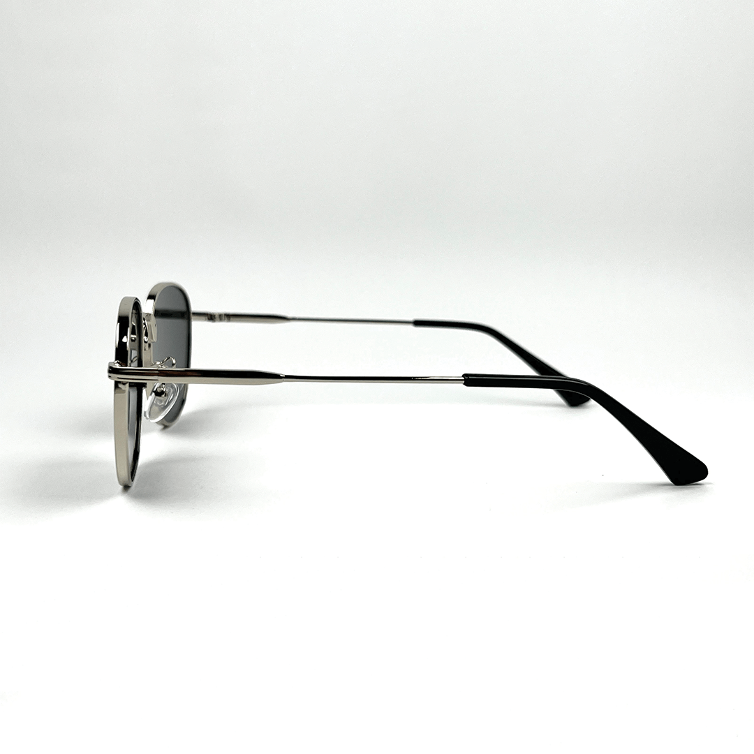 Modern Noir Round Sunglasses - Silver Black