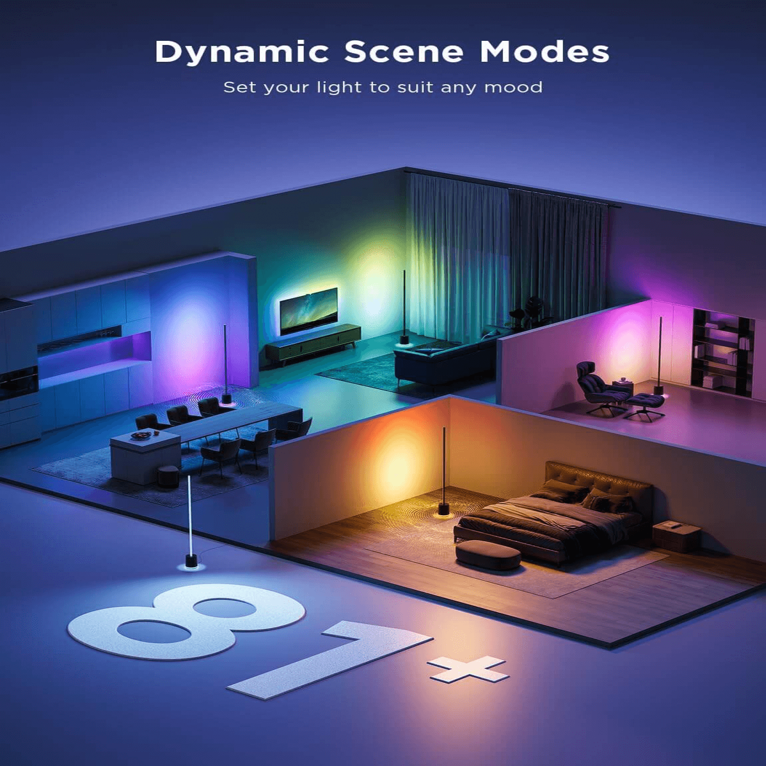 Govee RGBICWW LED Floor Lamp Pro With Bluetooth Speaker & White Noise