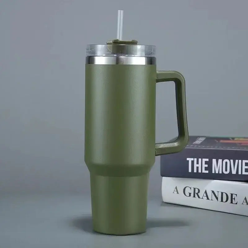 HydraMate 40oz Vacuum Tumbler with Straw - Olive Green