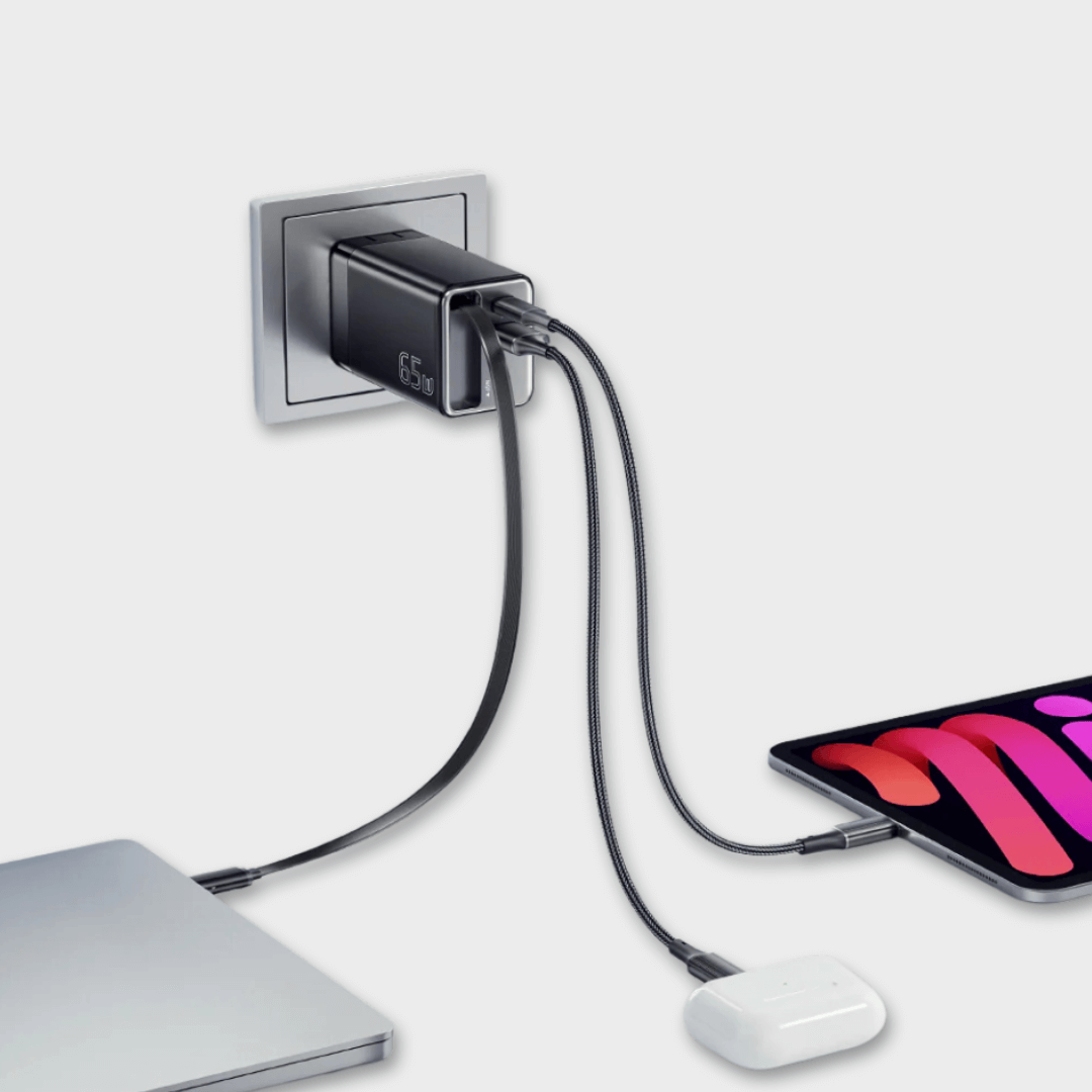 Essager 65W GaN Charger with Retractable Cable (Type C & A)