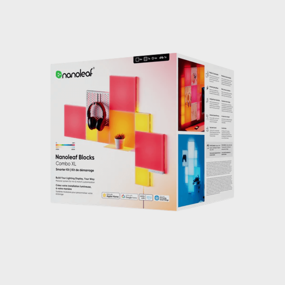 Nanoleaf Blocks Combo XL Smart Light Panels with Shelf & Pegboard