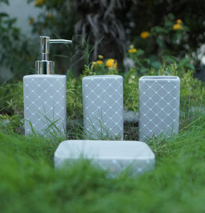 Ceramic Bathroom Set - Grey Pattern