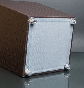 Leather Dustbin & Tissue Box Set - Textured - Brown