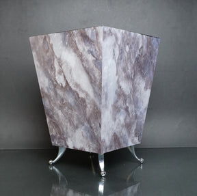 Wooden Dustbin & Tissue Box Set - Marble