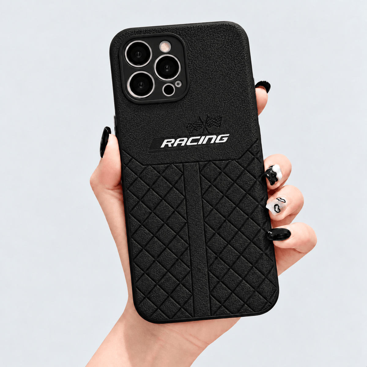 Pattern Leather iPhone Case - Black