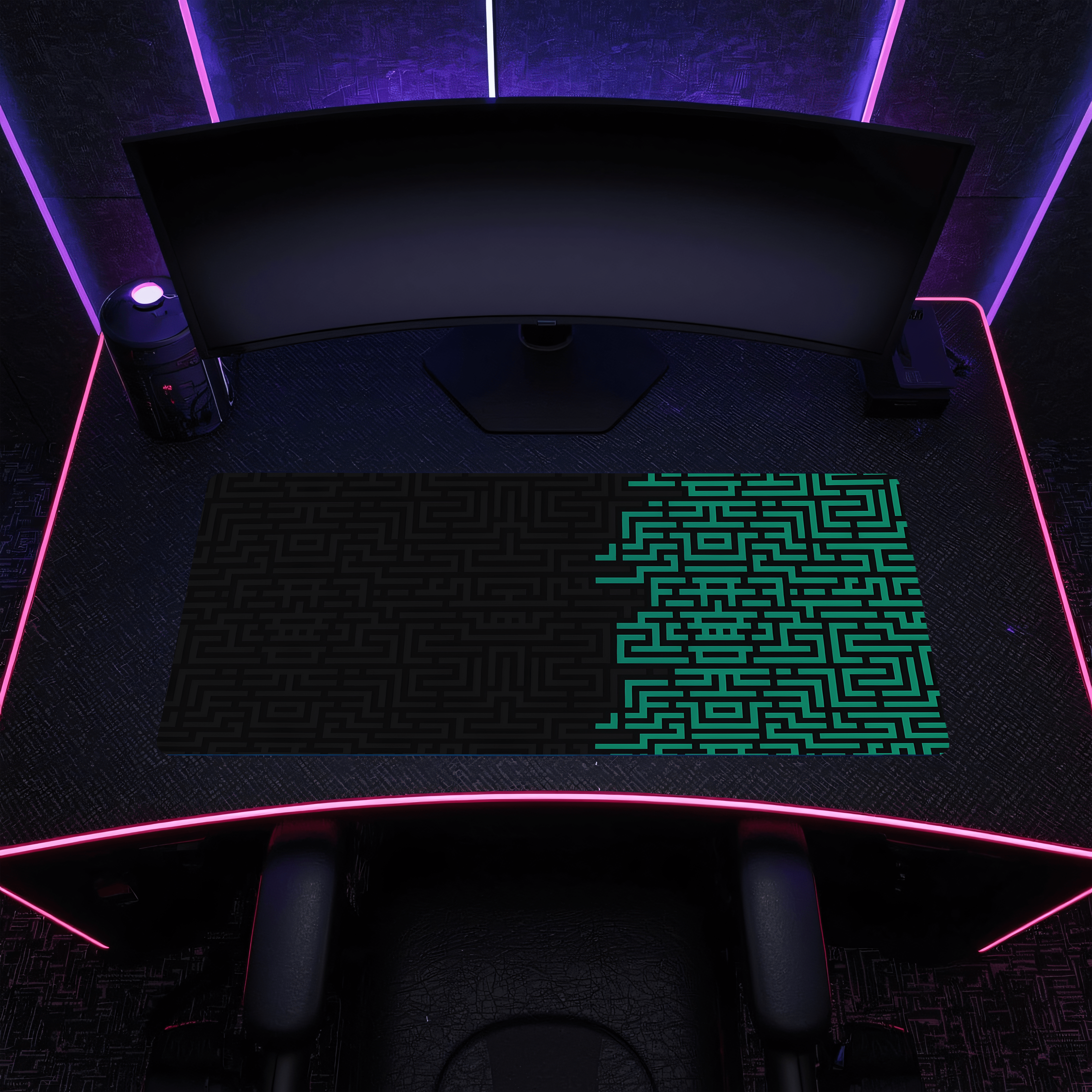 Printed Leather Desk Mat - Maze Green