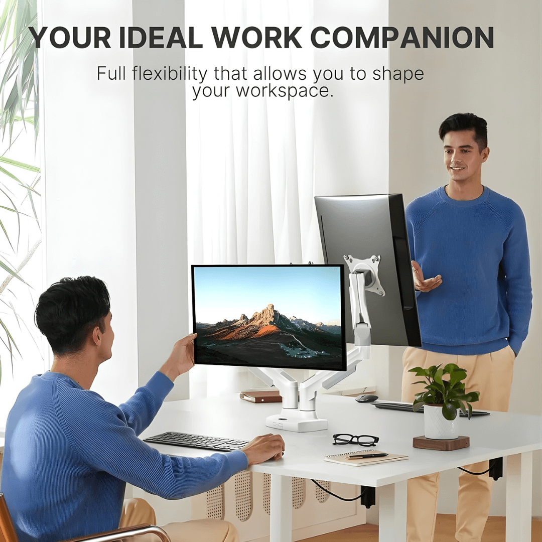 HUANUO Dual Monitor Arm Stand - White