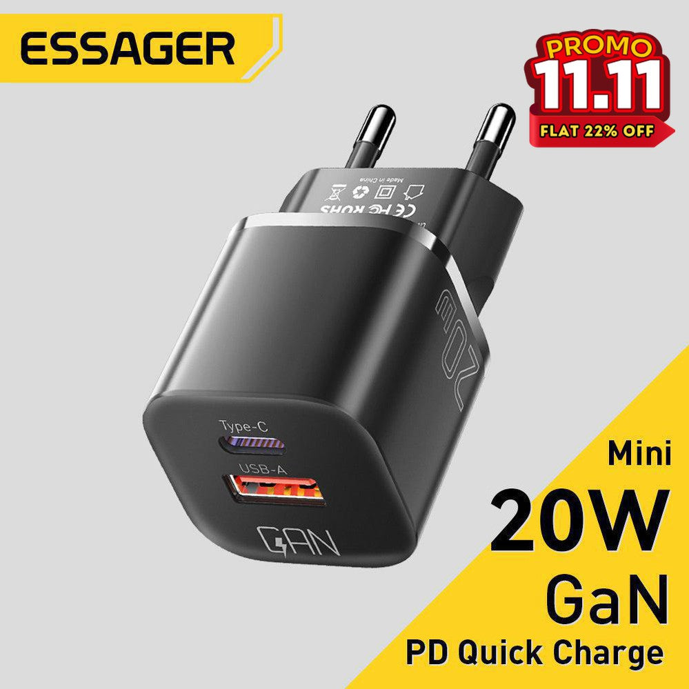 Essager 20W GaN USB-A & Type-C Fast Charger-DIVERSITY