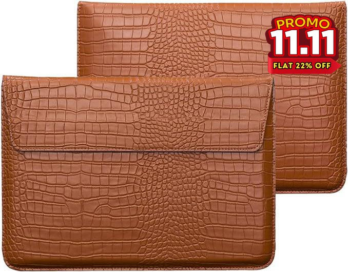 Crocodile Textured Leather Laptop Sleeve-DIVERSITY