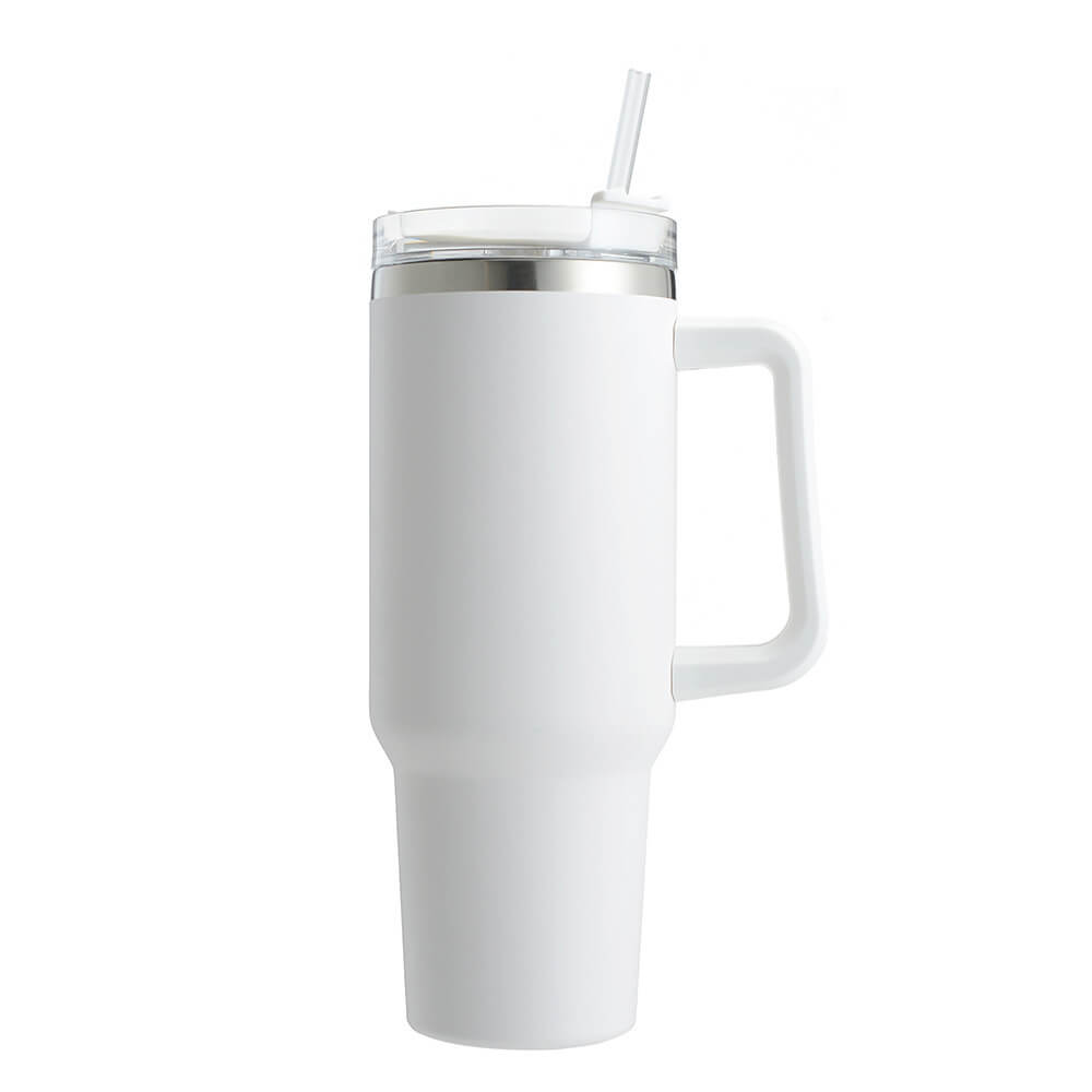 HydraMate 40oz Vacuum Tumbler with Straw - White