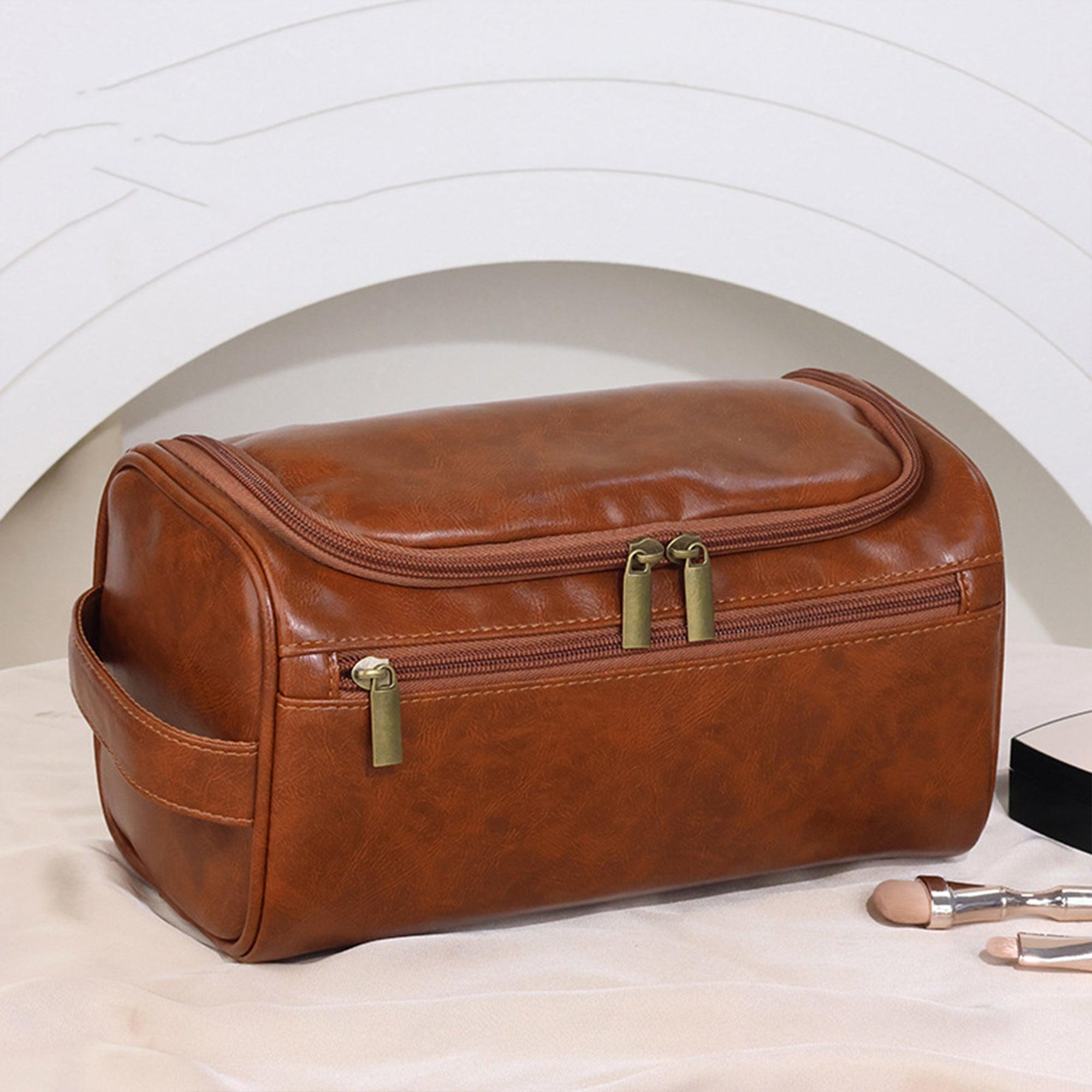 Vintage Faux Leather Toiletry Bag