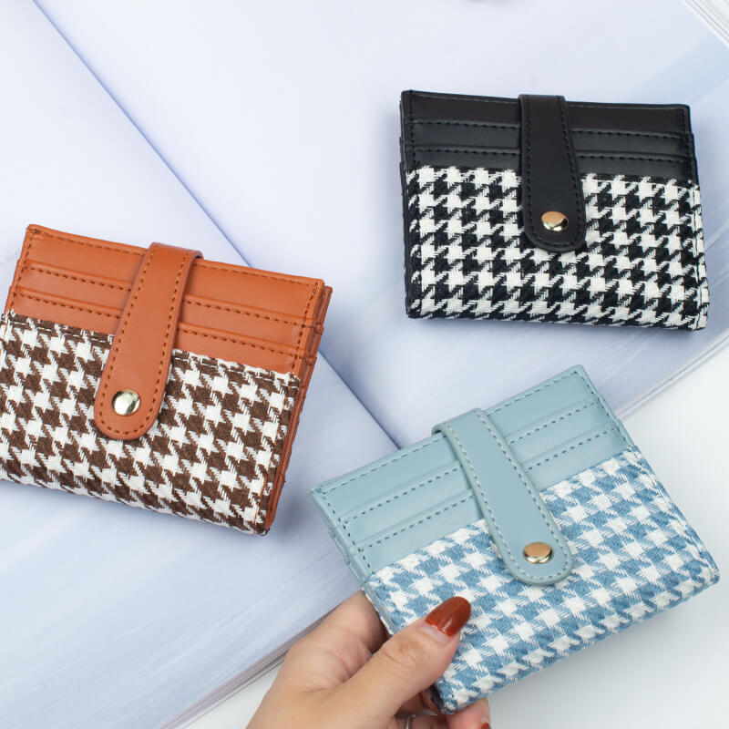 Plaid Pattern Card Holder Wallet