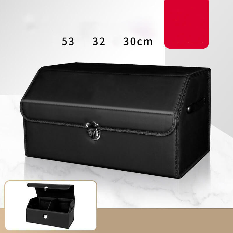 Car Leather Trunk Organizer Box - Black