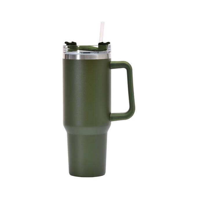 HydraMate 40oz Vacuum Tumbler with Straw - Olive Green