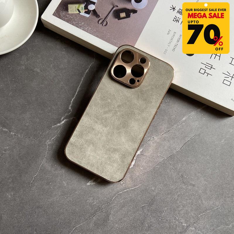 Suede Leather iPhone Case - Grey