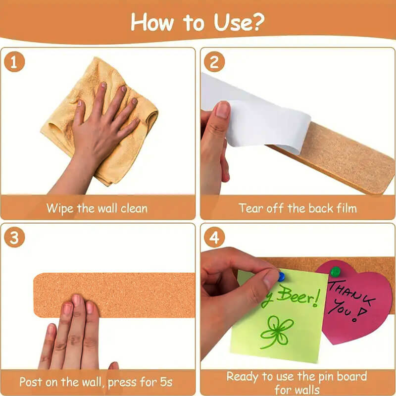 Self-Adhesive Long Cork Board Strips