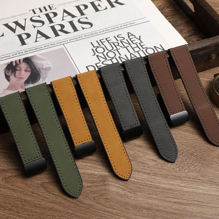 Classic Silicone Leather Strap For Apple Watch - Light Grey